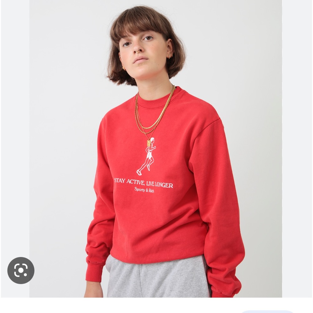 Sporty & Rich Red Stay Active Live Longer  Sweatshirt XS